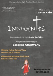 « Innocentes » d’après les écrits de Léonie Rafaël, adaptés et interprétés par Sandrine CHAUVEAU