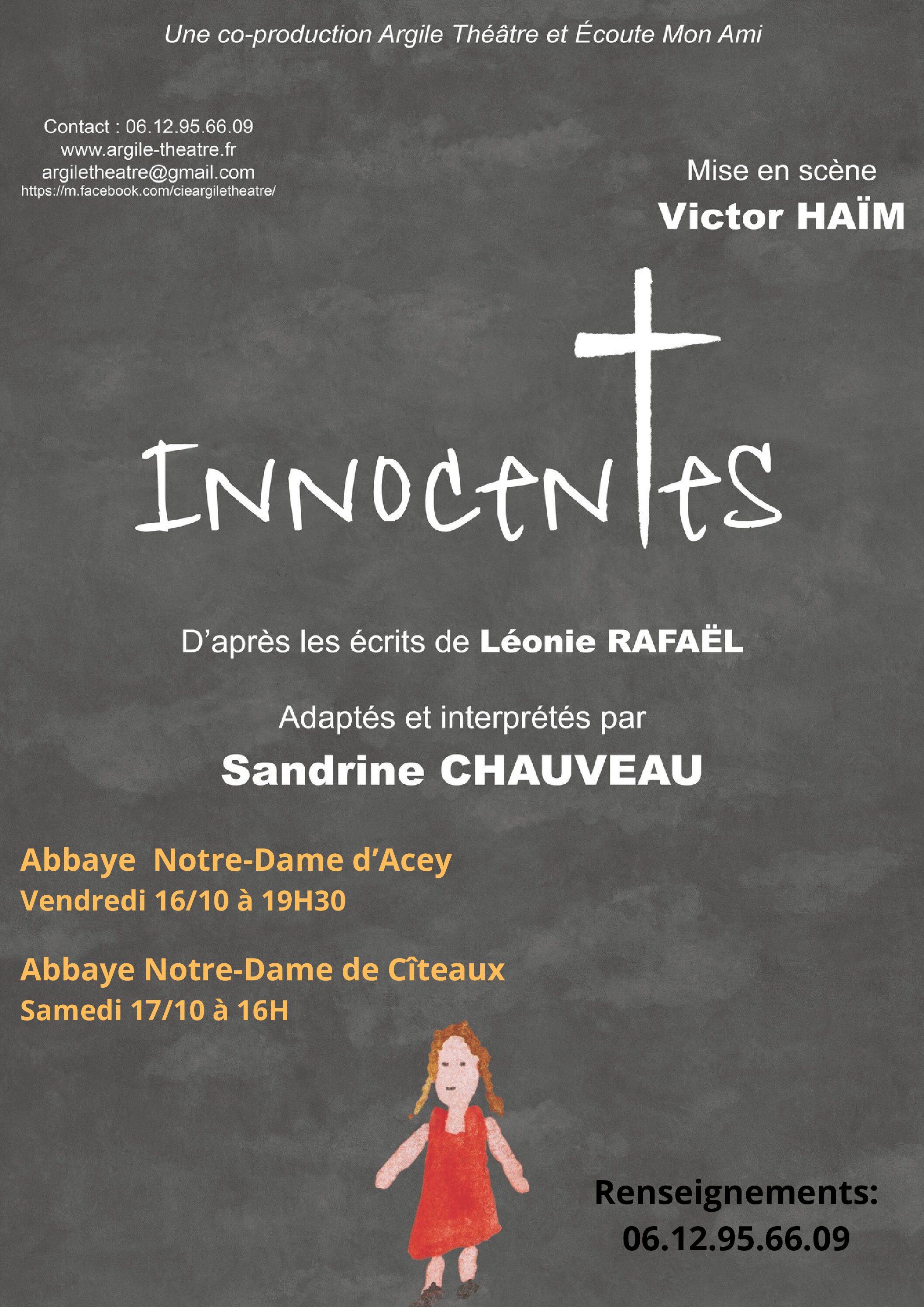 « Innocentes » d’après les écrits de Léonie Rafaël, adaptés et interprétés par Sandrine CHAUVEAU